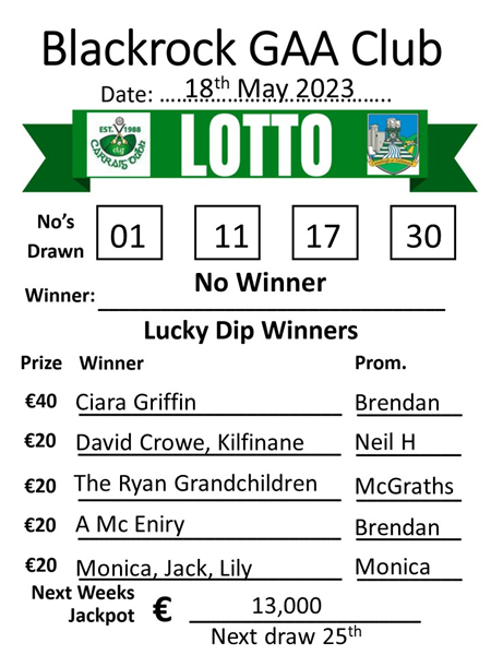 Lotto 18th May 23