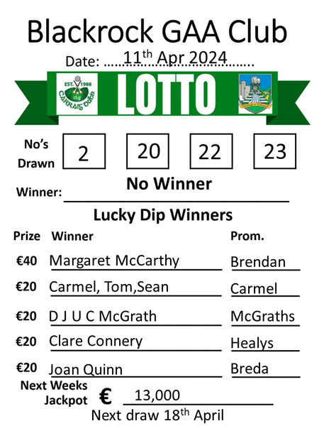 Lotto 11th April 24 - No winner