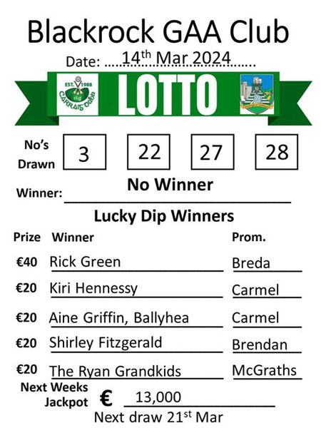 Lotto 14th March 24